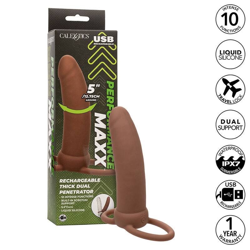 Maxx Thick Dual Penetrator 10 Vibrazioni Marrone