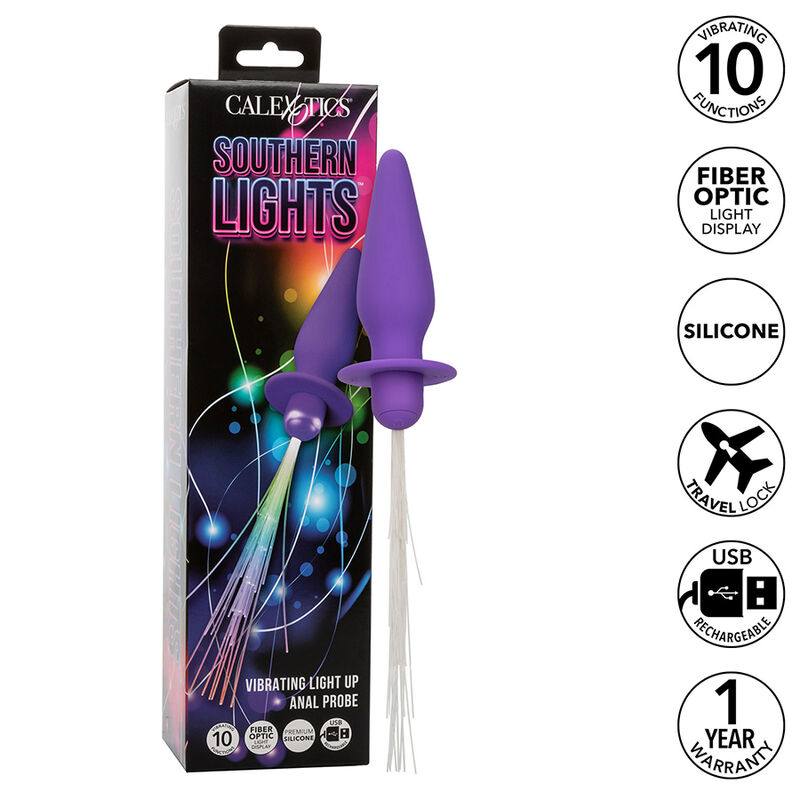 Southern Lights Light Up Plug Anale 10 Vibrazioni Silicone Viola