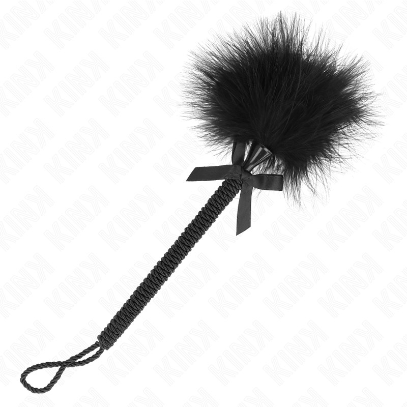 Bacchetta In Corda Di Nylon Con Piume Tickle E Fiocco Nero 25 Cm