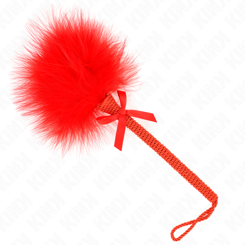 Bacchetta Di Nylon Con Piume Tickle E Fiocco Rosso 25 Cm