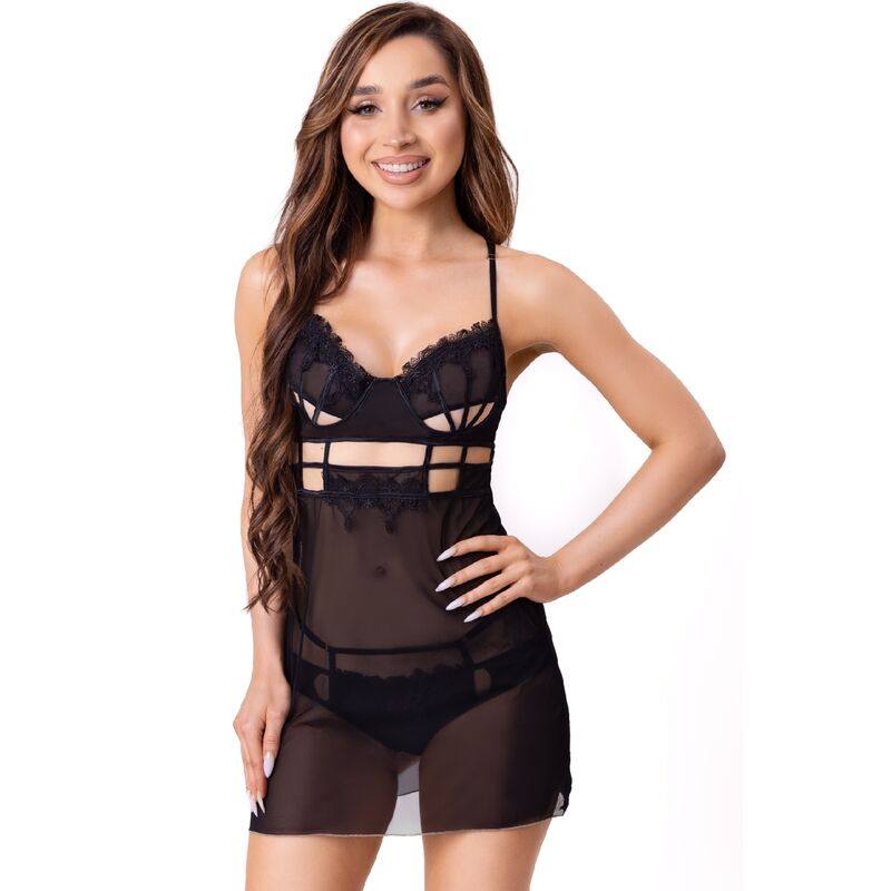 Maia 20247 Babydoll + Perizoma Nero L/Xl