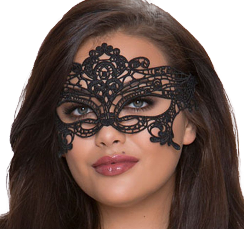 Wide Black Lace Mask