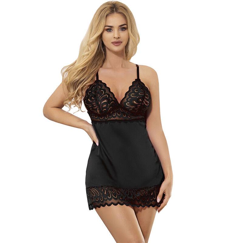 Babydoll Con Petto Stampa Floreale Nero L/Xl