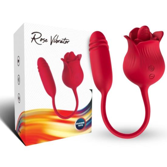 Clitorite Vibrante Leccata Di Rosa E Vibratore Rosso