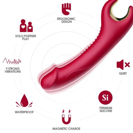 Vibratore E Rotatore Prince Dildo Rosso