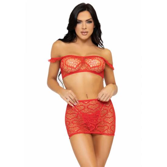 Set Tre Pezzi Top, Minigonna E Pering Taglia Unica - Rosso