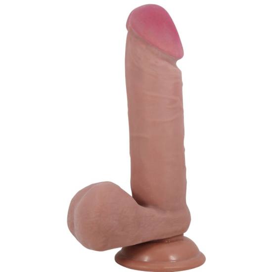 PRETTY LOVE - SLIDING SKIN SERIES REALISTIC DILDO WITH SLIDING SKIN SUCTION CUP BROWN 20.5 CM