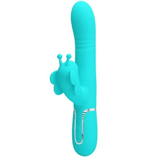 PRETTY LOVE - MULTIFUNCTION RABBIT VIBRATOR 4 IN 1 BUTTERFLY AQUA GREEN