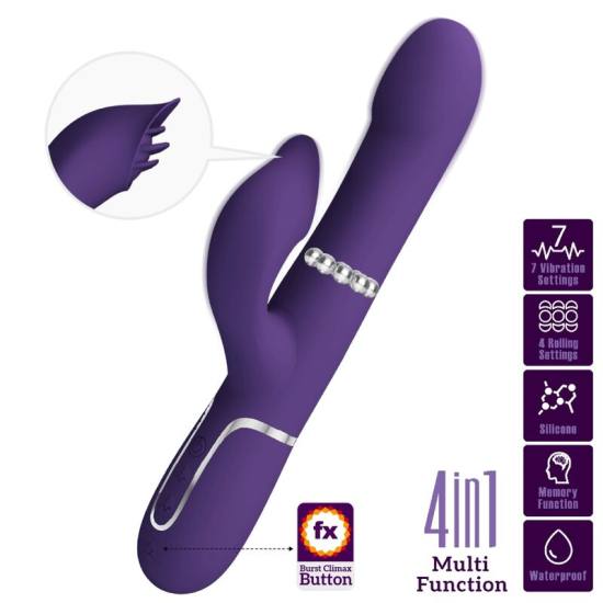 Zalin Perle VIbratore Coniglio 4 In 1 Viola