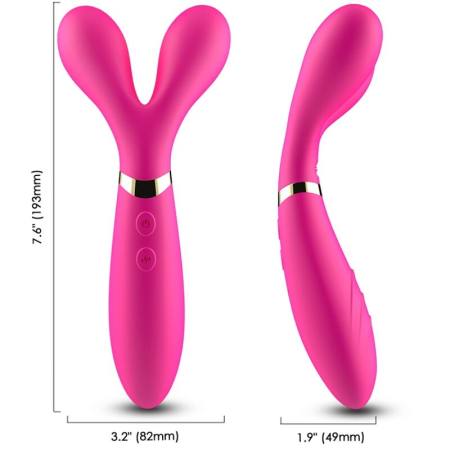 Massaggiatore e Vibratore a Y-Wand Doppia Testa Fucsia