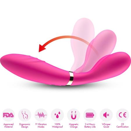 Massaggiatore e Vibratore a Y-Wand Doppia Testa Fucsia