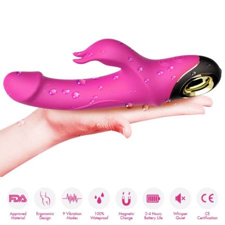 Meteror Dildo Vibratore Rabbit Rotator Fucsia