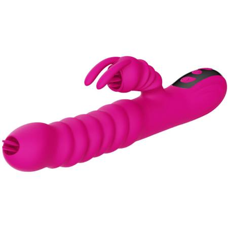 Vibratore Multifunzione Rabbit Double Tongue Fucsia Effetto Calore