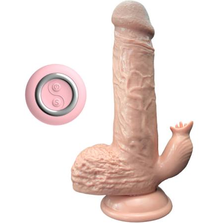 Vibratore Realistico E Dildo Spinta Con Stimolatore Della Lingua 19 Cm