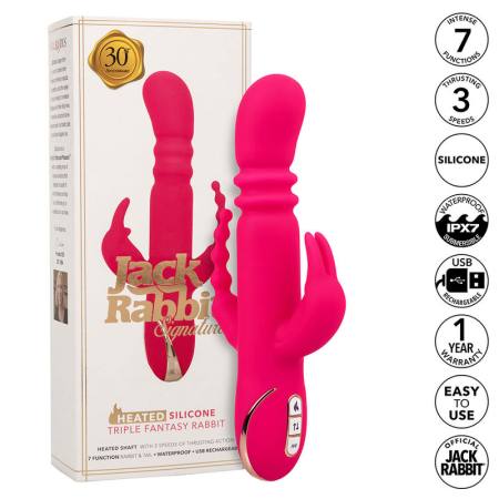 Jack Fantasy Vibratore Triplo Riscaldato Rosa Coniglio