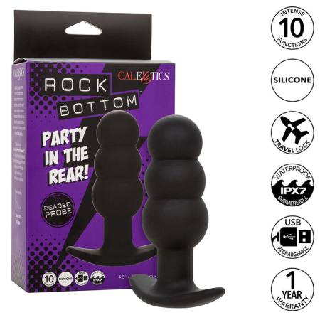 Rock Bottom Perline Tappo Anale 10 Vibrazioni Silicone Nero