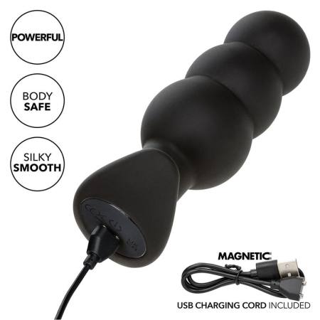 CALEXOTICS - ROCK BOTTOM BEADED ANAL PLUG 10 VIBRATIONS SILICONE BLACK