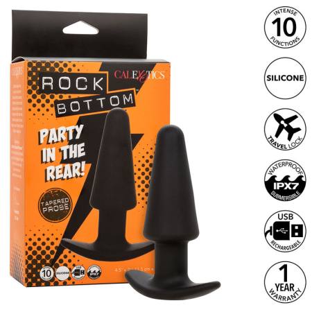 Rock Bottom Tappo Anale Conico 10 Vibrazioni Silicone Nero