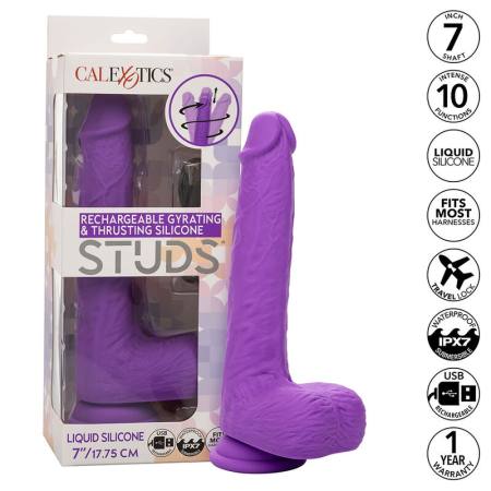 Studs Vibratore Ricaricabile E Rotante 10 Vibrazioni Viola