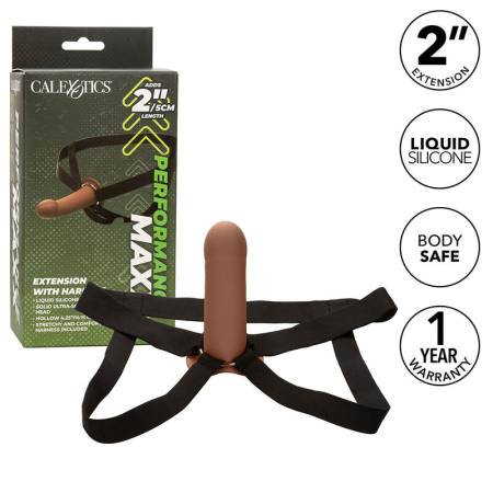 CALIFORNIA EXOTICS - PERFORMANCE MAXX EXTENSION WITH HARNESS BROWN SKIN