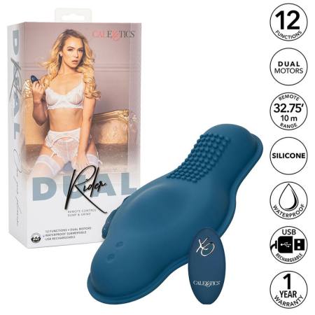 CALIFORNIA EXOTICS - RIDER MASSAGER DOUBLE MOTOR REMOTE CONTROL BLUE