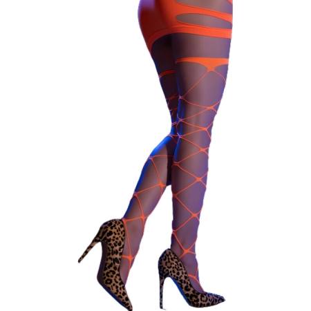 CHILIROSE - CR 4706 CABARET TIGHTS ORANGE S/M