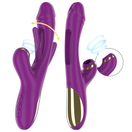 INTENSE - ATENEO RECHARGEABLE MULTIFUNCTION VIBRATOR 7 VIBRATIONS WITH SWINGING MOTION AND SUCKING PURPLE