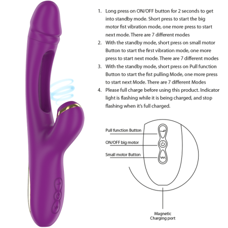 Vibratore Multifunzione  7 Vibrazioni, Lingua Oscillante e Succhia Clitoride 