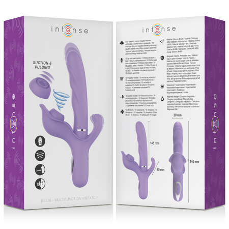 INTENSE - BILLIE MULTIFUNCTION RECHARGEABLE VIBRATOR SUCTION & PULSING PURPLE