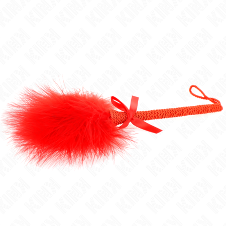 Bacchetta Di Nylon Con Piume Tickle E Fiocco Rosso 25 Cm