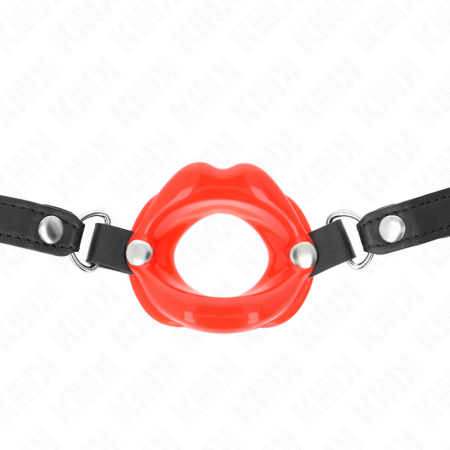 KINK - LIP 8 CM GAG WITH RED LEATHERETTE STRAP 63 x 2 CM ADJUSTABLE 39-58 CM