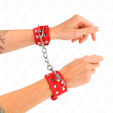 Bracciali Con Doppia Linea Di Borchie Regolabili Rosso