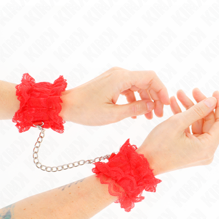 KINK - LACE ELASTIC WRIST RESTRAINTS RED