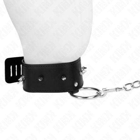 KINK - NECKLACE 65 CM WITH LEASH WITH SILVER STUDS MODEL 2 ADJUSTABLE 36-43 CM X 5 CM