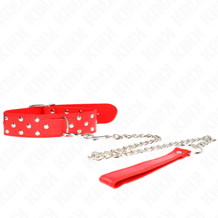 Collana Con Cinturino Ad Anello Rivetto Con Cintura 65 Cm Rosso Regolabile 36-50 Cm X 3,8 Cm