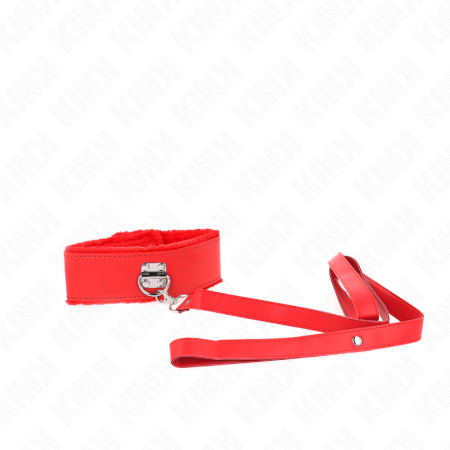 Collana Con Guinzaglio 116 Cm Con Borchie In Argento Modello 4 Rosso Regolabile 40-48 Cm X 6 CM