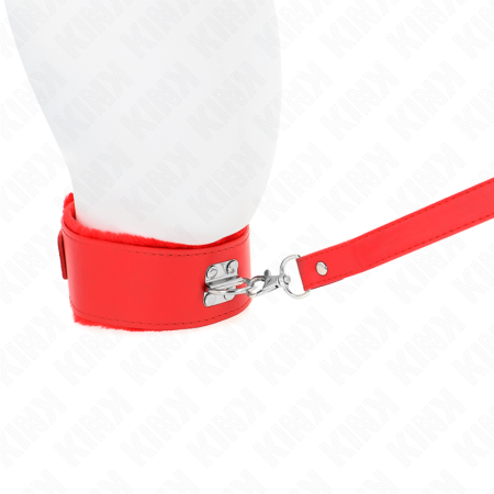 Collana Con Guinzaglio 116 Cm Con Borchie In Argento Modello 4 Rosso Regolabile 40-48 Cm X 6 CM