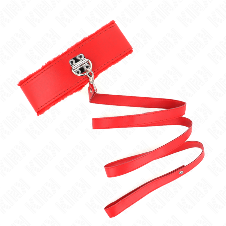 Collana Con Guinzaglio 116 Cm Con Borchie In Argento Modello 4 Rosso Regolabile 40-48 Cm X 6 CM