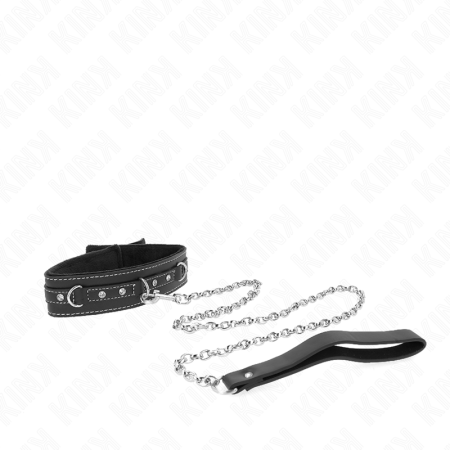 KINK - PVC LEATHER NECKLACE WITH BELT 105 CM RHINESTONE RIVET 41.5 X 4 CM