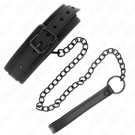 KINK - NEOPRENE BONDAGE COLLAR MODEL 1 WITH BELT 78 CM ADJUSTABLE 37.5 X 49.5 CM