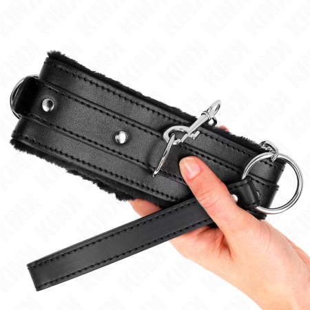 KINK - COLLAR WITH LEASH 65 CM WITH RESTRICTIONS BLACK 36-42 CM X 5.5 CM