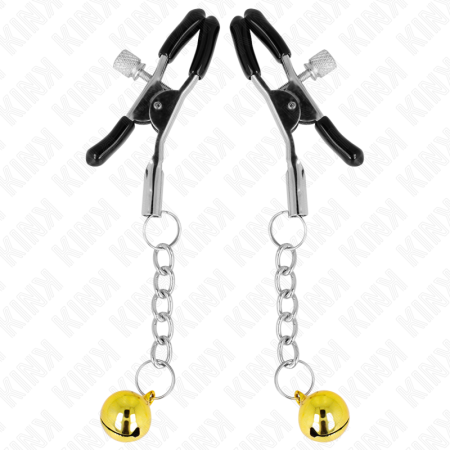 KINK - GOLD JINGLE BELL PENDANT NIPPLE CLAMPS 6 CM