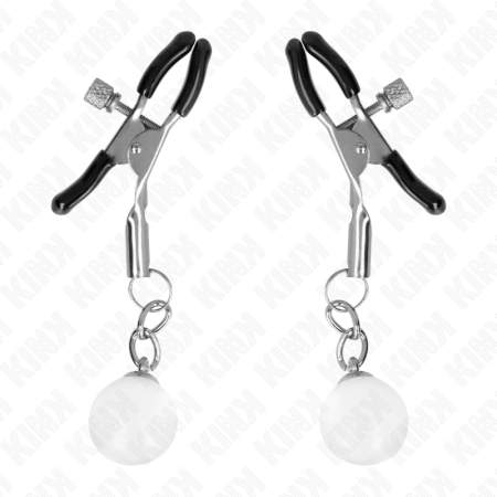 KINK - GLASS BEAD NIPPLE CLAMPS SILVER 6 CM