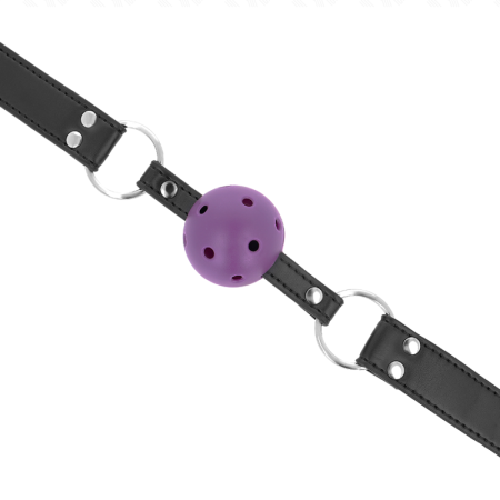 KINK - BREATHABLE BALL 4 CM GAG WITH DOUBLE RIVET PURPLE 62.5 x 2.5 CM ADJUSTABLE 42-58 CM