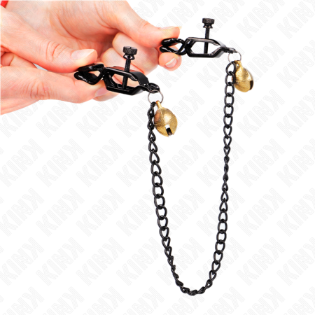 KINK - FLAT CHAIN NIPPLE CLAMPS AND BELL SILVER 30 CM