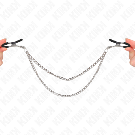 KINK - NIPPLE CLAMPS WITH 2 THICK CHAINS SILVER 20/23 CM