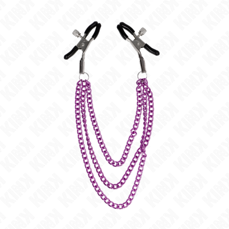 KINK - NIPPLE CLAMPS WITH 3 CHAINS PURPLE 20/23/28 CM