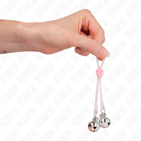 KINK - LUMINOUS SKULL NIPPLE CLAMPS WITH RING BELLS ADJUSTABLE PINK / SILVER