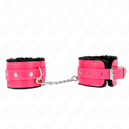 Poggipolsi Premium Foderati In Pelliccia Neri Con Cintura Rosa Lampone Regolabile 17-29 Cm X 6 Cm