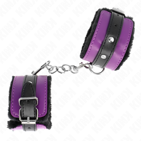 Poggipolsi Premium Foderati In Pelliccia Neri Con Cintura Viola/Nera Regolabile 17-29 Cm X 6 Cm